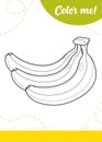 Coloring page for kids with bunch of bananas. Royalty Free Stock Photo