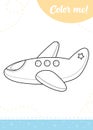 Coloring page for kids with cartoon plane Royalty Free Stock Photo