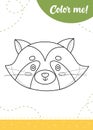 Coloring page for kids with cartoon raccoon character