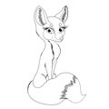 Coloring page for kids with charming fennec fox.