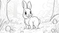coloring page for kids easter bunny cartoon style