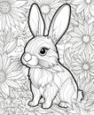 coloring page for kids easter bunny cartoon style