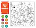 Coloring page for kids. Educational children game. Color by numbers cartoon dinosaur