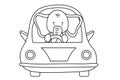 Coloring Page For Kids: Elephant Driving A Car, A Coloring For Children'S Creativity