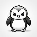 Minimalistic Cartoon Penguin On White Background