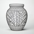 Coloring Page For Kids: West African Pattern Jar With Vector Lines