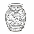 Coloring Page For Kids: West African Pattern Jar With Vector Lines