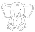 Coloring Page For Kids Featuring A Sitting Elephant For Children'S Creativity