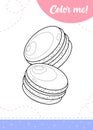 Coloring page for kids with French macarons