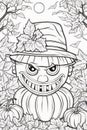 Coloring book Halloween characters pumpkins