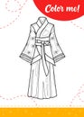 Coloring page for kids with japanese kimono