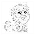 Cute hand drawn baby lion drawing contour for coloring.