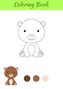 Coloring page little sitting baby bear. Coloring book for kids. Educational activity for preschool years kids and toddlers with