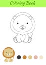 Coloring page little sitting baby lion. Coloring book for kids. Educational activity for preschool years kids and toddlers with Royalty Free Stock Photo