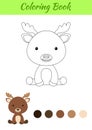Coloring page little sitting baby moose. Coloring book for kids. Educational activity for preschool years kids and toddlers with Royalty Free Stock Photo