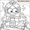 Mermaid swimming in the sea. Vector black and white coloring page Royalty Free Stock Photo