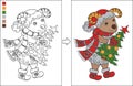 Coloring page with New year ram Royalty Free Stock Photo