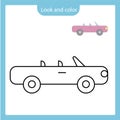 Coloring page outline of car toy with example