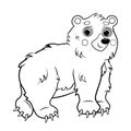 Coloring page outline of a cartoon bear. Vector image isolated on white background. Coloring book of forest wild animals for kids Royalty Free Stock Photo