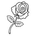 Coloring Page Outline Of cartoon beautiful rose. Scarlet flower. Fairy tale. Romantic gift on birthday. Coloring Book for kids Royalty Free Stock Photo
