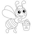 Coloring Page Outline of cartoon bee with honey. Coloring book for kids