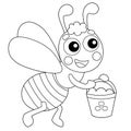 Coloring Page Outline of cartoon bee with honey. Coloring book for kids Royalty Free Stock Photo