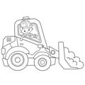 Coloring Page Outline Of cartoon bulldozer. Construction vehicles. Coloring book for kids