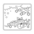 Coloring Page Outline Of cartoon Christmas ornaments and gifts. Royalty Free Stock Photo