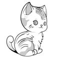 Coloring page outline of cartoon Colorful printable Cute cat unicorn or anime cat coloring pages for children kids and adults. Royalty Free Stock Photo