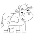Coloring Page Outline of cartoon cow. Farm animals. Coloring book for kids Royalty Free Stock Photo