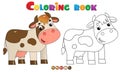 Coloring Page Outline of cartoon cow. Farm animals. Coloring book for kids Royalty Free Stock Photo