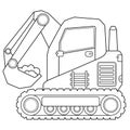 Coloring Page Outline Of Cartoon Crawler Excavator. Construction Vehicles. Coloring Book For Kids