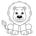 Coloring Page Outline Of cartoon cute lion. Coloring Book for kids