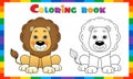 Coloring Page Outline Of cartoon cute lion. Coloring Book for kids