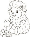 Coloring page outline of cartoon cute little baby sheep. Colorful vector illustration, summer coloring book for kids Royalty Free Stock Photo