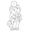 Coloring Page Outline Of cartoon doctor with first aid kit