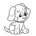 Coloring Page Outline Of cartoon dog. Cute puppy sitting. Pet.