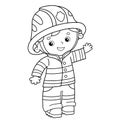 Coloring Page Outline Of cartoon fireman or firefighter. Profession. Coloring Book for kids