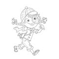 Coloring Page Outline Of cartoon girl detective with loupe