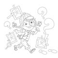 Coloring Page Outline Of cartoon girl detective with loupe