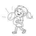 Coloring Page Outline Of cartoon girl playing the cymbals.