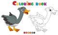 Coloring Page Outline of cartoon goose. Farm animals. Coloring book for kids