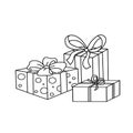 Coloring Page Outline Of cartoon holiday gifts.