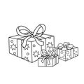 Coloring Page Outline Of cartoon holiday gifts. Coloring book for kids.