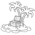 Coloring Page Outline Of Cartoon Island of treasure. Coloring book for kids. Vector image for pirate party for children