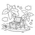 Coloring Page Outline Of Cartoon Island of treasure. Coloring book for kids. Vector image for pirate party for children