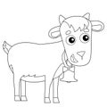 Coloring Page Outline of cartoon kid of goat with bell. Farm animals. Coloring book for kids Royalty Free Stock Photo