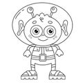 Coloring Page Outline Of a cartoon little alien. Space. Coloring book for kids