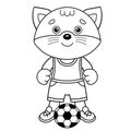 Coloring Page Outline Of cartoon little cat with soccer ball. Football game. Coloring Book for kids Royalty Free Stock Photo