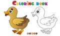 Coloring Page Outline of cartoon little duck. Farm animals. Coloring book for kids